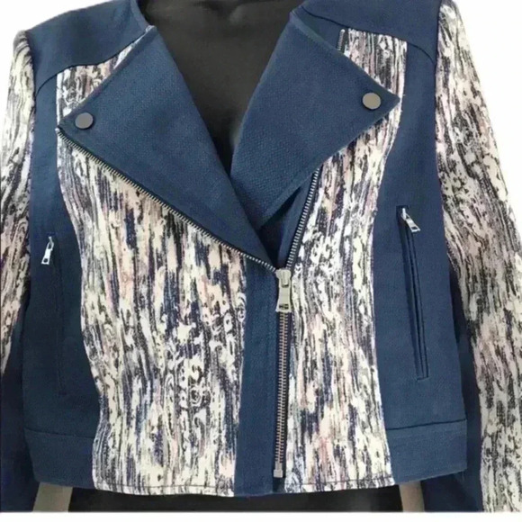 BCBG Maxazria Cropped Multicolor Biker Jacket - Picture 3 of 7